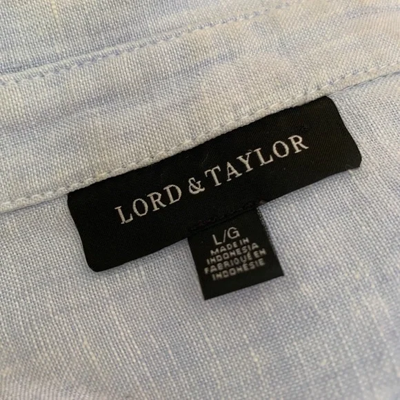 Light Blue Linen Button-Up Shirt - Women - Picture 5 of 6